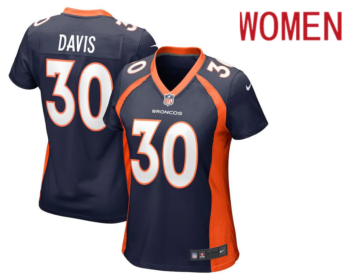 Women Denver Broncos 30 Terrell Davis Nike Navy Retired Player NFL Jersey